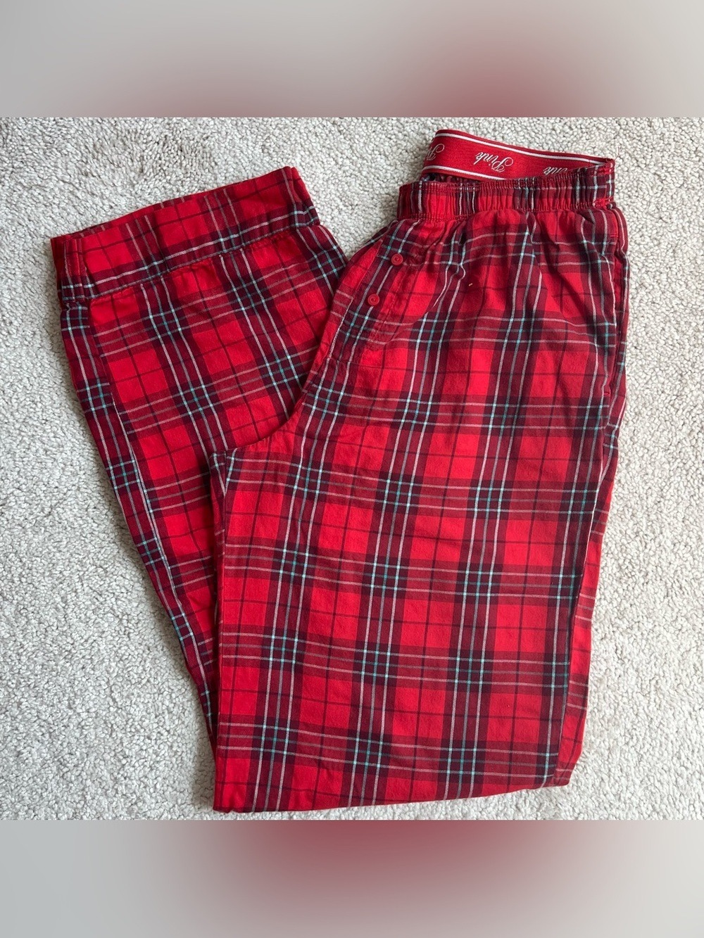 PINK Victoria's Secret Red Plaid Pajama Pants Size XS Christmas Holiday Tartan